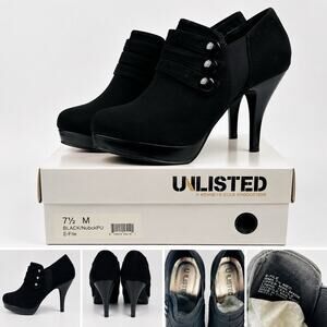 Unlisted Kenneth Cole Black Nubuck Platform Heels Shoes Women’s 7.5M NIB
